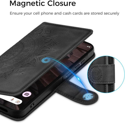 Google Pixel 7A Lederhülle Wallet Case Schwarz Magnet Standfunktion