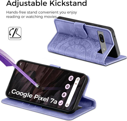 Google Pixel 7A Lederhülle Flip Wallet PU Case Lila