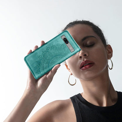 Google Pixel 7A Leder Flip Wallet Hülle Schutzhülle Grün