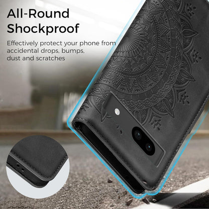 Lederhülle Google Pixel 8A Flip Wallet Handyhülle PU Case Schwarz