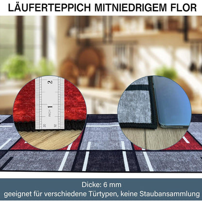Teppich Läufer 60x180 cm Flur Modern Küche Schlafzimmer Rot