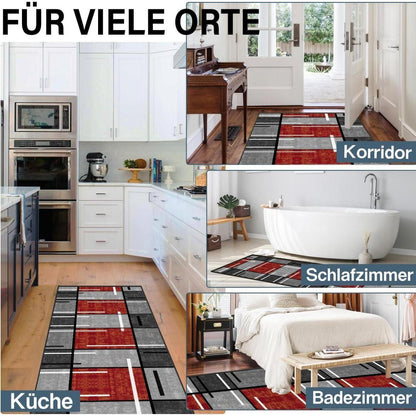 Teppich Läufer 60x180 cm Flur Modern Küche Schlafzimmer Rot