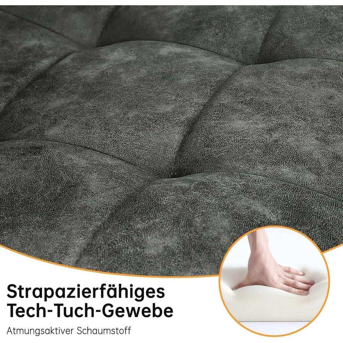 LEWE Esszimmerstühle 6er Set, Dunkelgrau in Lederoptik