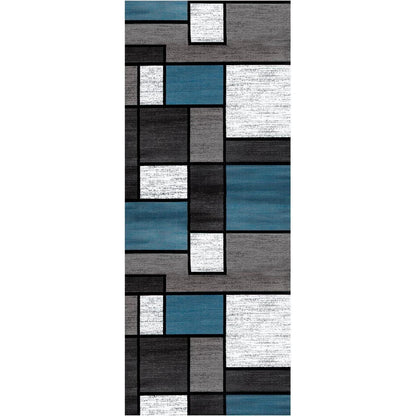 Rutschfester Teppichläufer Blau kariert 60x150cm waschbar