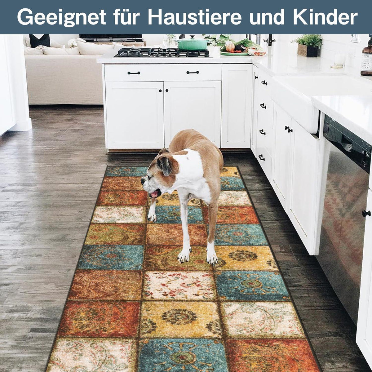 Teppich Läufer 60x200cm rutschfest, waschbar, modern, Küchenteppich