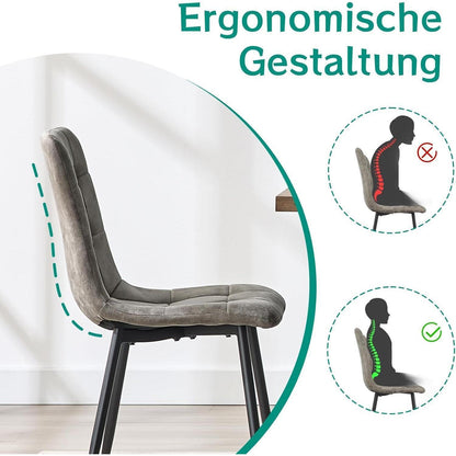 LEWE Esszimmerstühle 4er Set, Braun, Gepolstert & Modern