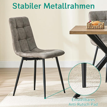 LEWE Esszimmerstühle 4er Set, Braun, Gepolstert & Modern