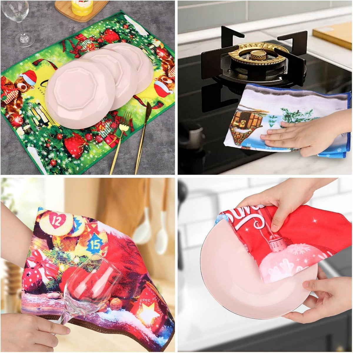 Weihnachtsdeko 5er Set Mikrofasertücher Handtuch Bar Handtücher Küche