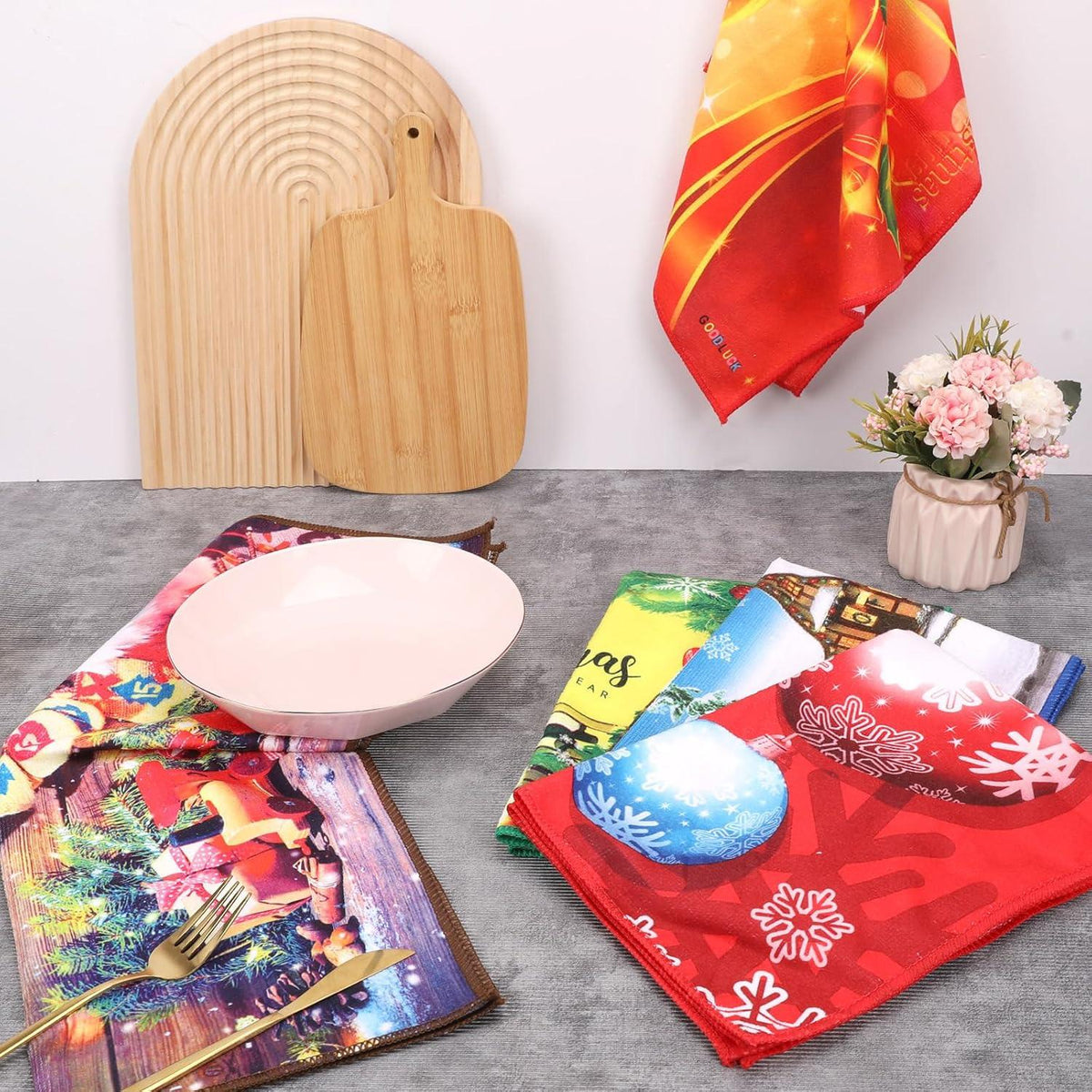 Weihnachtsdeko Geschirrtücher-5er Set Mikrofaser Handtuch Bar