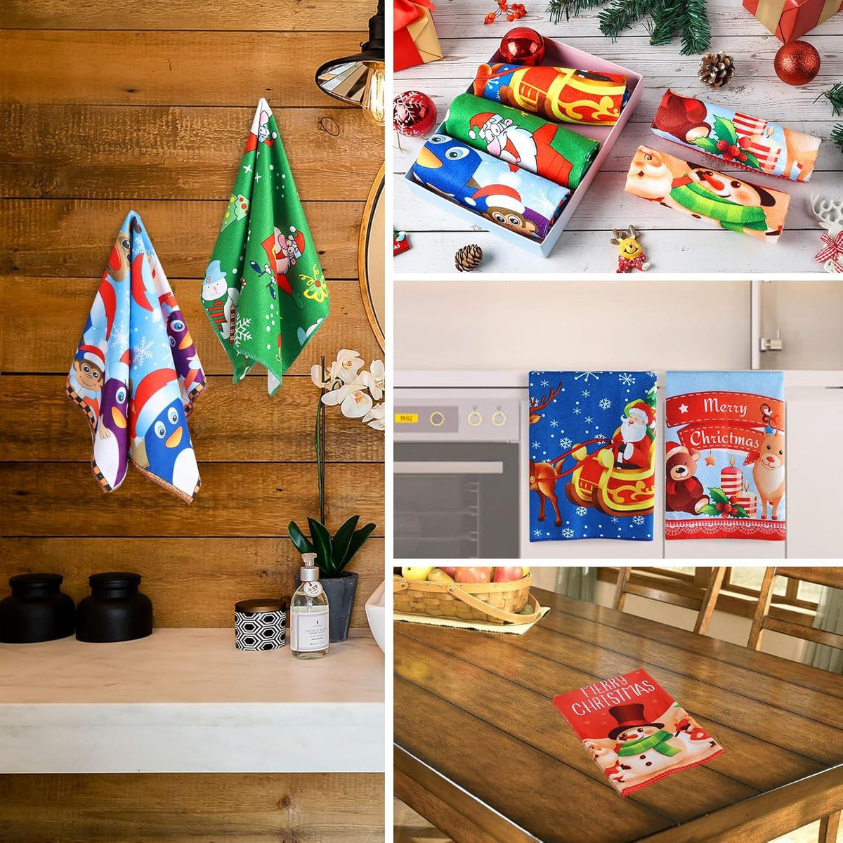 Weihnachtsdeko Geschirrtücher Set 5er, Mikrofaser Küchentücher
