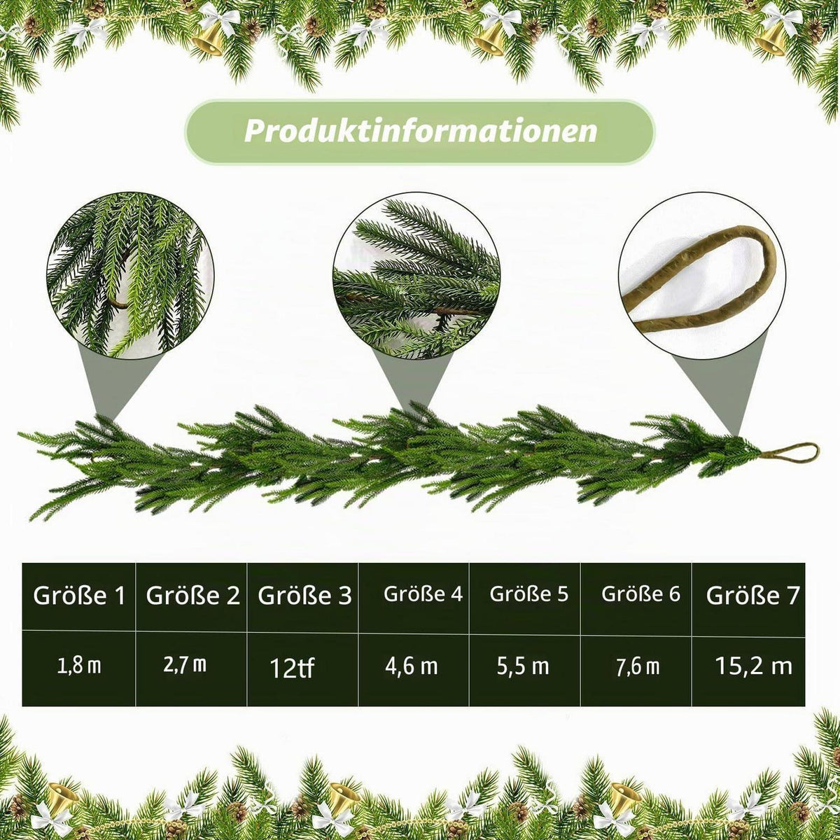 Künstliche Tannengirlande 2.7m (9ft) - 2er Set für Weihnachten