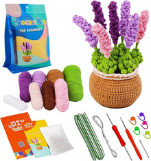 Häkelset Blumen Topf Verzierung DIY Geschenk Lavendel