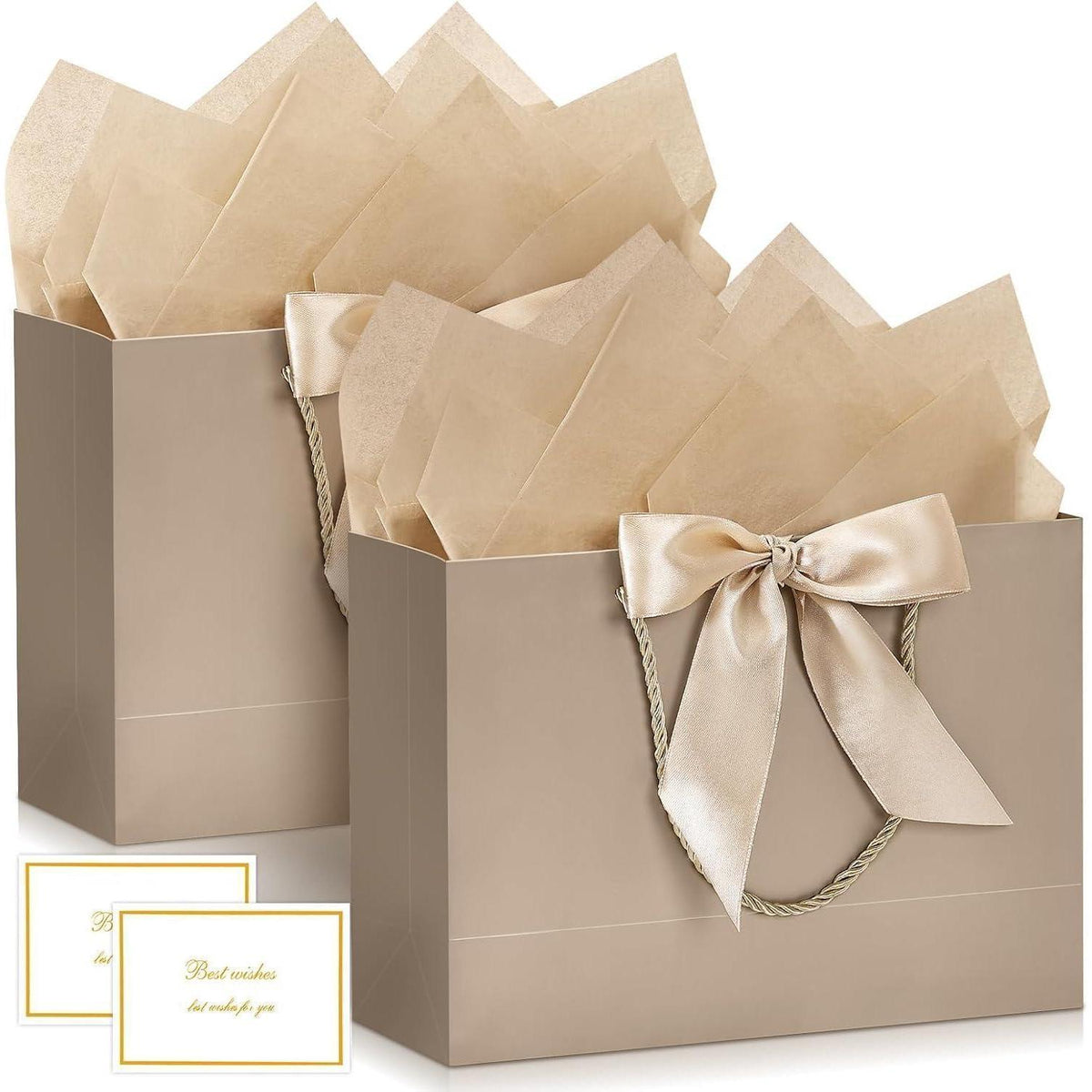 Geschenktüten mit Henkel - Champagnerfarben (2er Set)