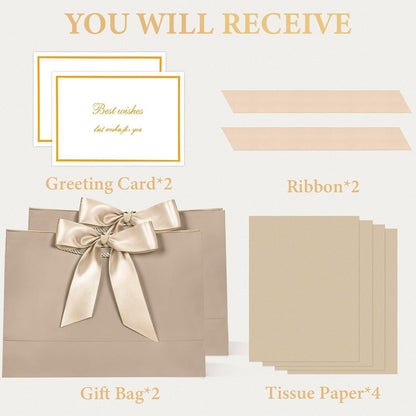 Geschenktüten mit Henkel - Champagnerfarben (2er Set)