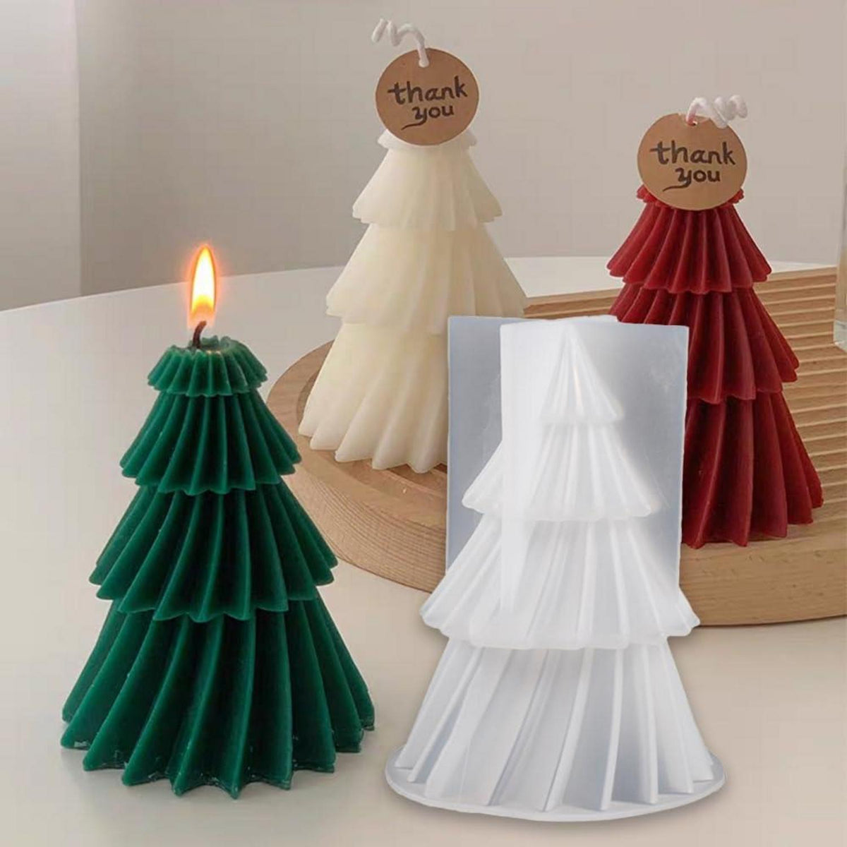 2x Weihnachtsbaum Silikonform für Kerzen & Seife DIY