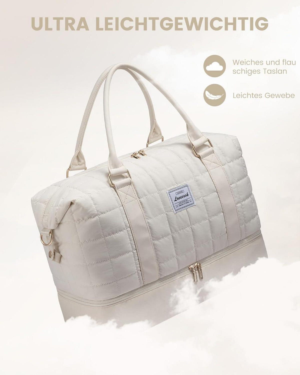 Reisetasche Damen Leicht Puffer Weekender Tasche Krankenhaustasche für