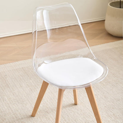 6 Esszimmerstühle Modern Transparent Weißes in Lederoptik