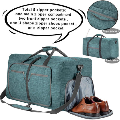 Reisetasche 85L mit Schuhfach, Grün, Wasserfest
