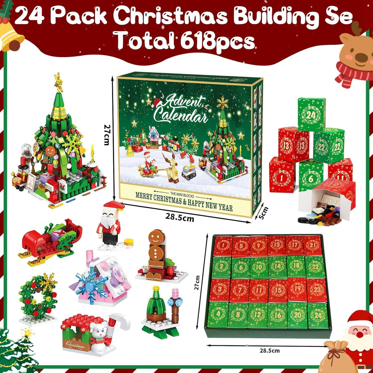 Adventskalender 2024 Kinder: Weihnachts-Bausatz mit 24