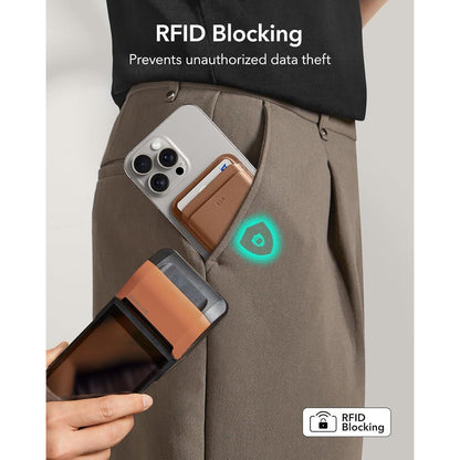 MagSafe Kartenhalter für 5 Karten, RFID Schutz, Braun
