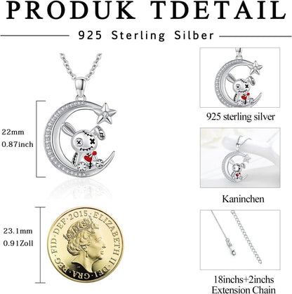 Voodoo Puppe Halskette 925 Sterling Silber Gothic Halloween Anhänger