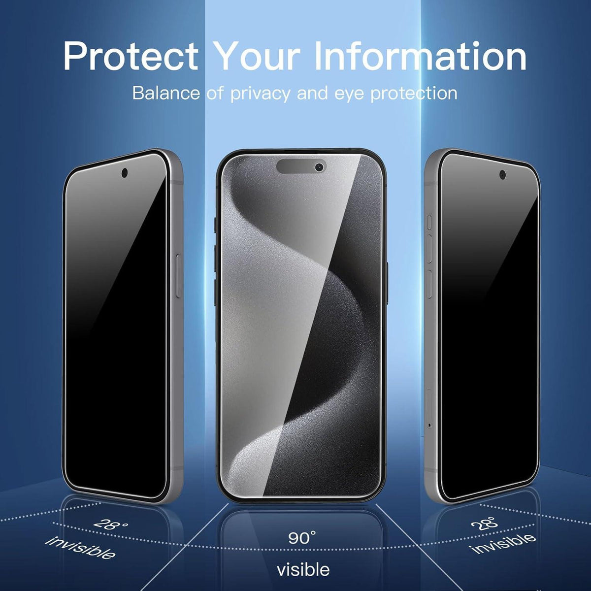 Sichtschutz Panzer Schutzglas für iPhone 15 Pro Blickschutzfolie - 3