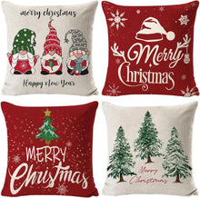 Weihnachtskissenbezüge 45x45 cm, 4er-Set, Leinenmuster