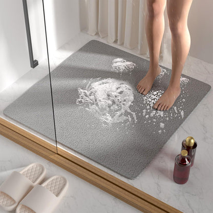 Rutschfeste Duschmatte mit Luffa-Struktur, 68x68cm, Grau