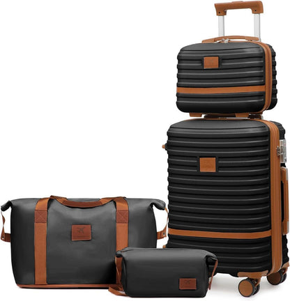 Joyway Reisekoffer Set 4tlg Hartschale TSA-Schloss Schwarz/Braun