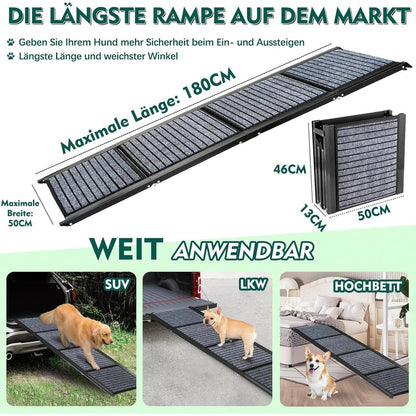Faltbare Hunderampe 180cm – Auto, SUV, LKW & Treppe