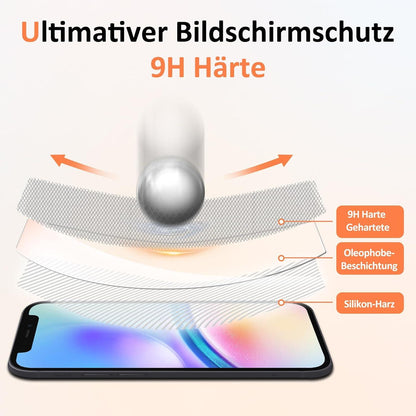 iPhone 12 pro Panzerglas Displayschutzfolie 2er Set mit Hülle