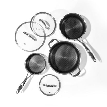 DELUXE 6-teiliges Hybrid-Topfset mit Glasdeckel