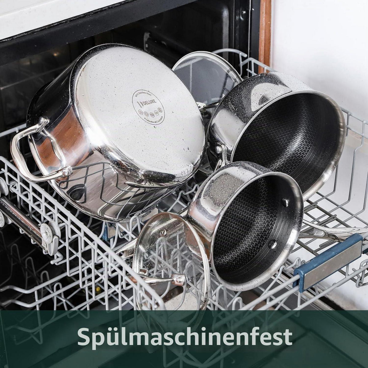 DELUXE 6-teiliges Hybrid-Topfset mit Glasdeckel