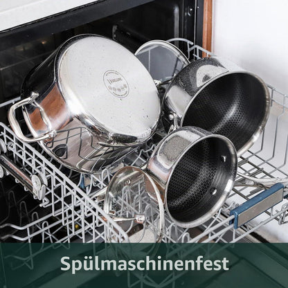DELUXE 6-teiliges Hybrid-Topfset mit Glasdeckel