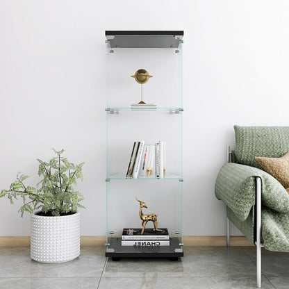 Glasvitrine Standvitrine Schwarz 125x42x36 cm