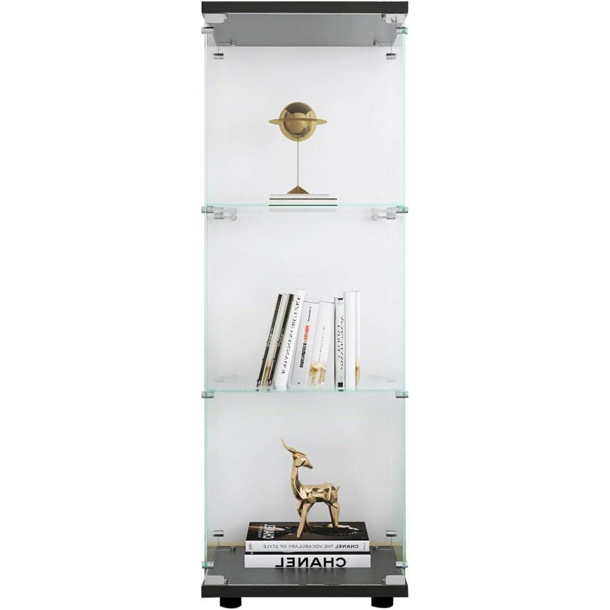 Glasvitrine Standvitrine Schwarz 125x42x36 cm