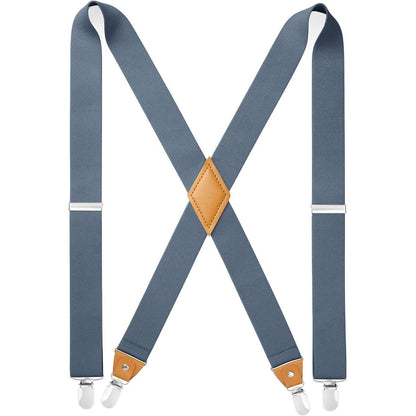 Herren Hosenträger X-Form 3,5cm mit 4 starken Metallclips Blau