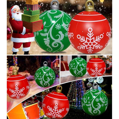 Aufblasbare Weihnachtskugeln 60cm Rot Grün PVC Deko für Außen