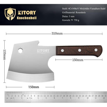 Hackmesser 15 cm – Robustes Fleischerbeil aus Edelstahl mit Holzgriff
