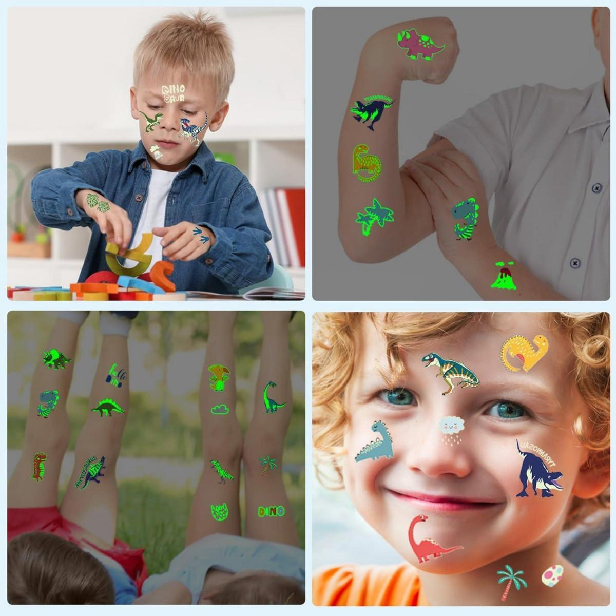 100 Stück Leuchtende Dino Tattoos Kinder Jungen Geburtstag Party