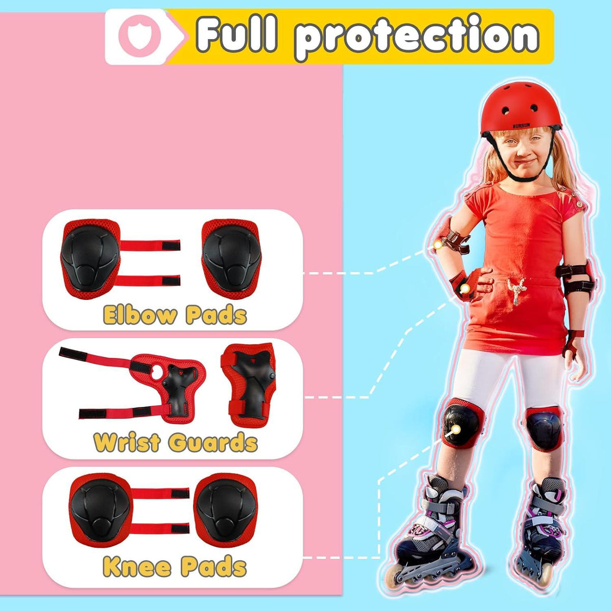 Kinder Knieschoner Set Inliner Fahren Skateboard 3-8 Jahre