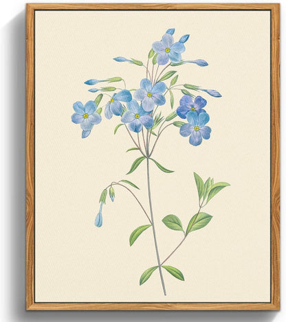 Vintage Botanische Leinwandbilder mit Holzrahmen 30x40 cm Blaue