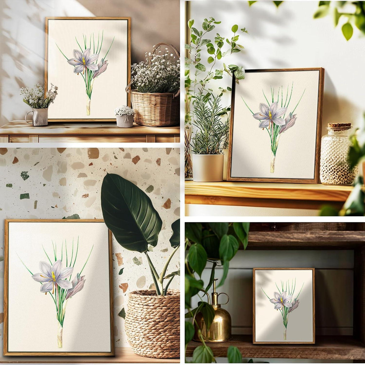 Vintage Botanische Leinwandbilder Holzrahmen 30x40cm Wohnzimmer