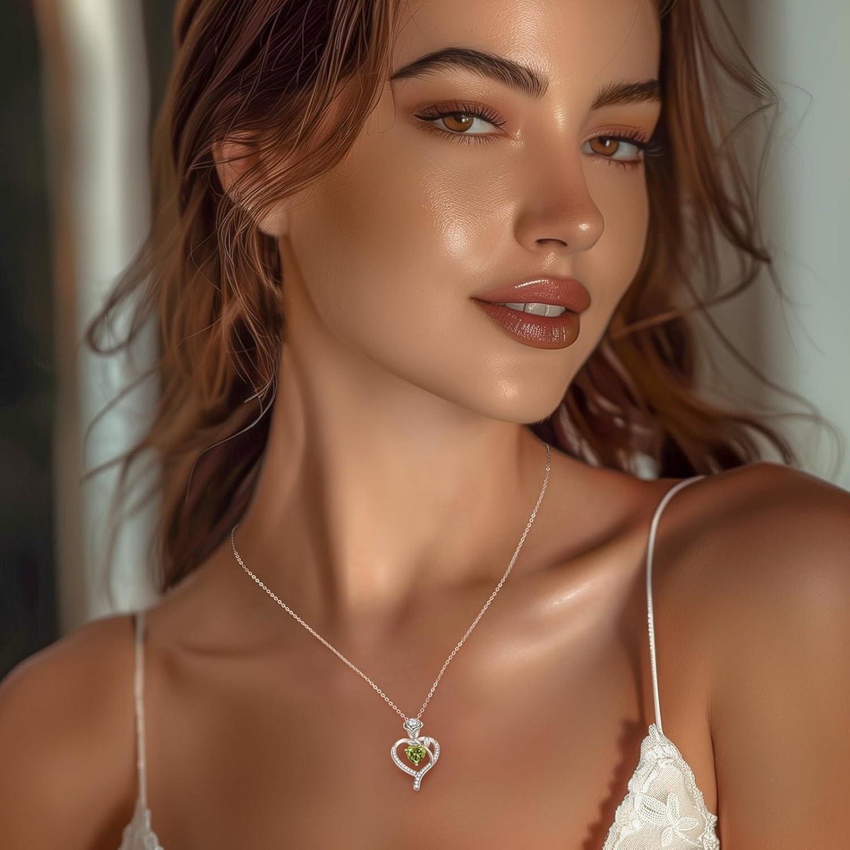 Halskette Damen Rosegold Herz mit Geburtsstein Sterling Silber 925