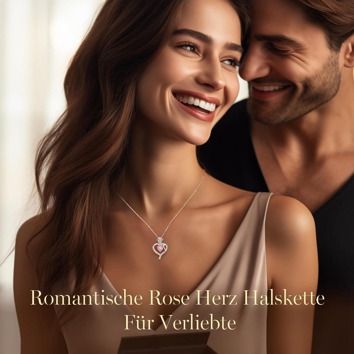 Halskette Herz mit Geburtsstein aus 925 Sterling Silber Rosegold