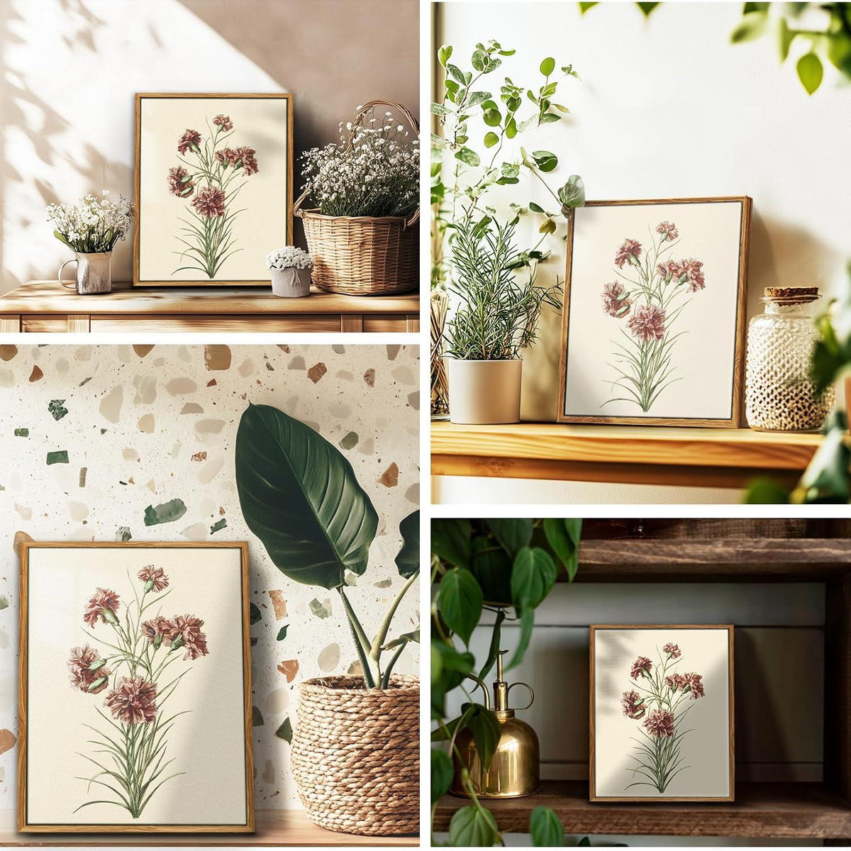 Vintage Botanische Leinwandbilder mit Holzrahmen 20x25cm - Aesthetic