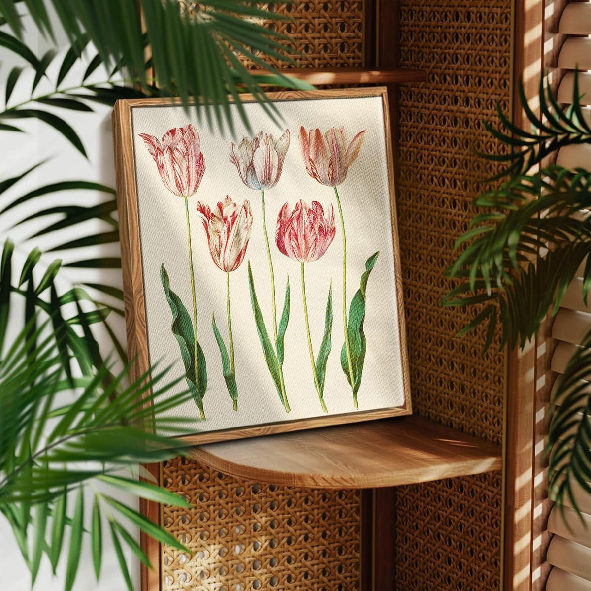 Botanische Vintage Leinwandbilder mit Holzrahmen 30x40 cm
