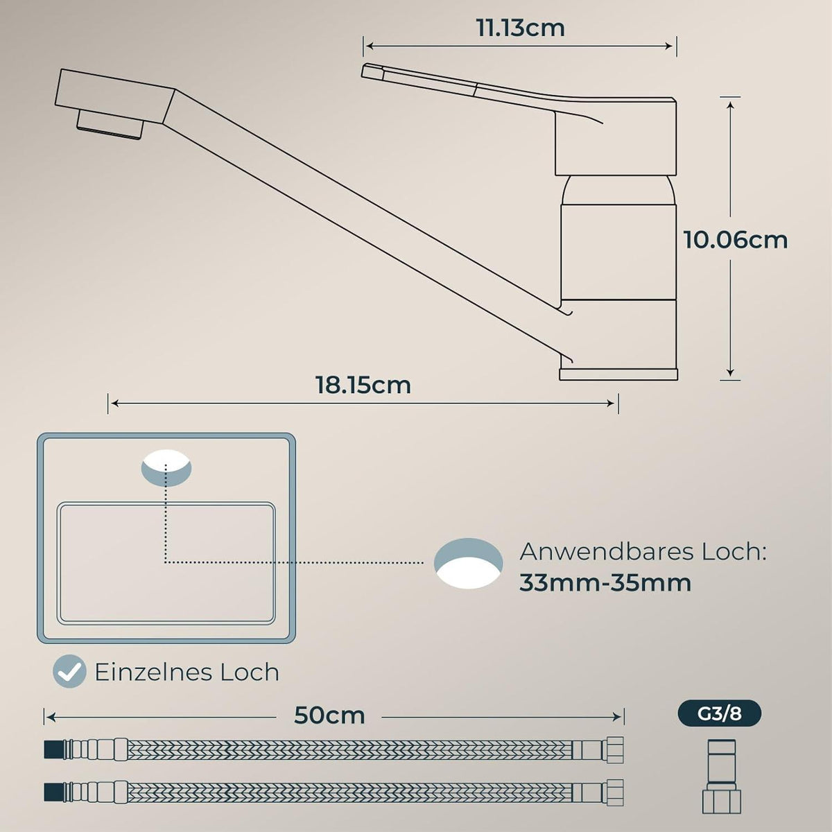 FORIOUS Schwarze Edelstahl Küchenarmatur hoher Bogen 360° drehbar