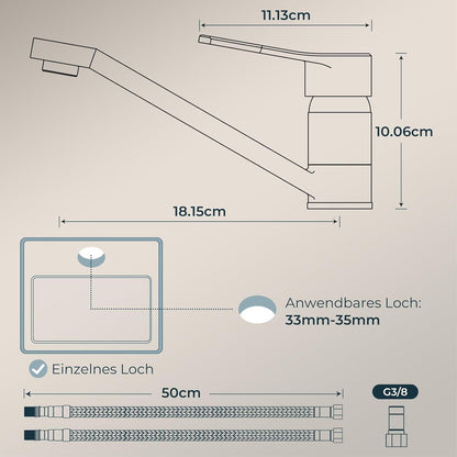 FORIOUS Schwarze Edelstahl Küchenarmatur hoher Bogen 360° drehbar