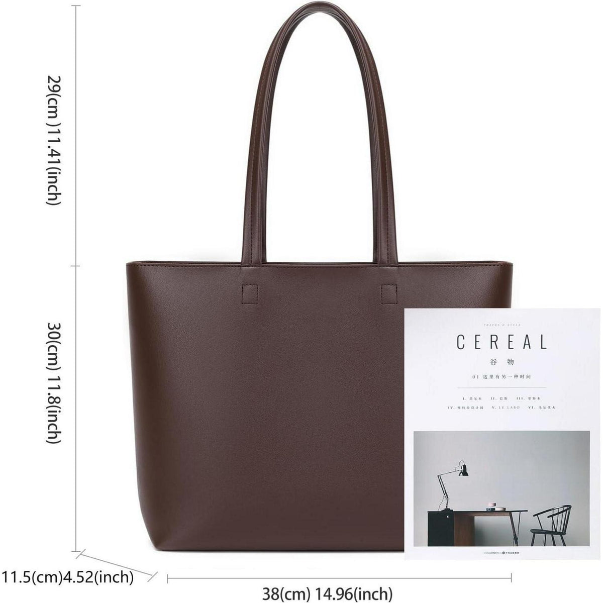 Damen Henkeltasche Shopper Coffee A4 in Lederoptik